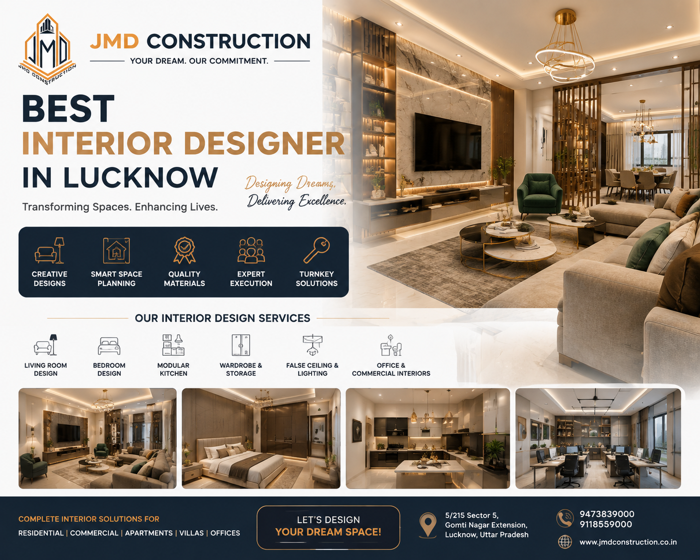 Best interior designer in Lucknow creating luxury home and office interiors
