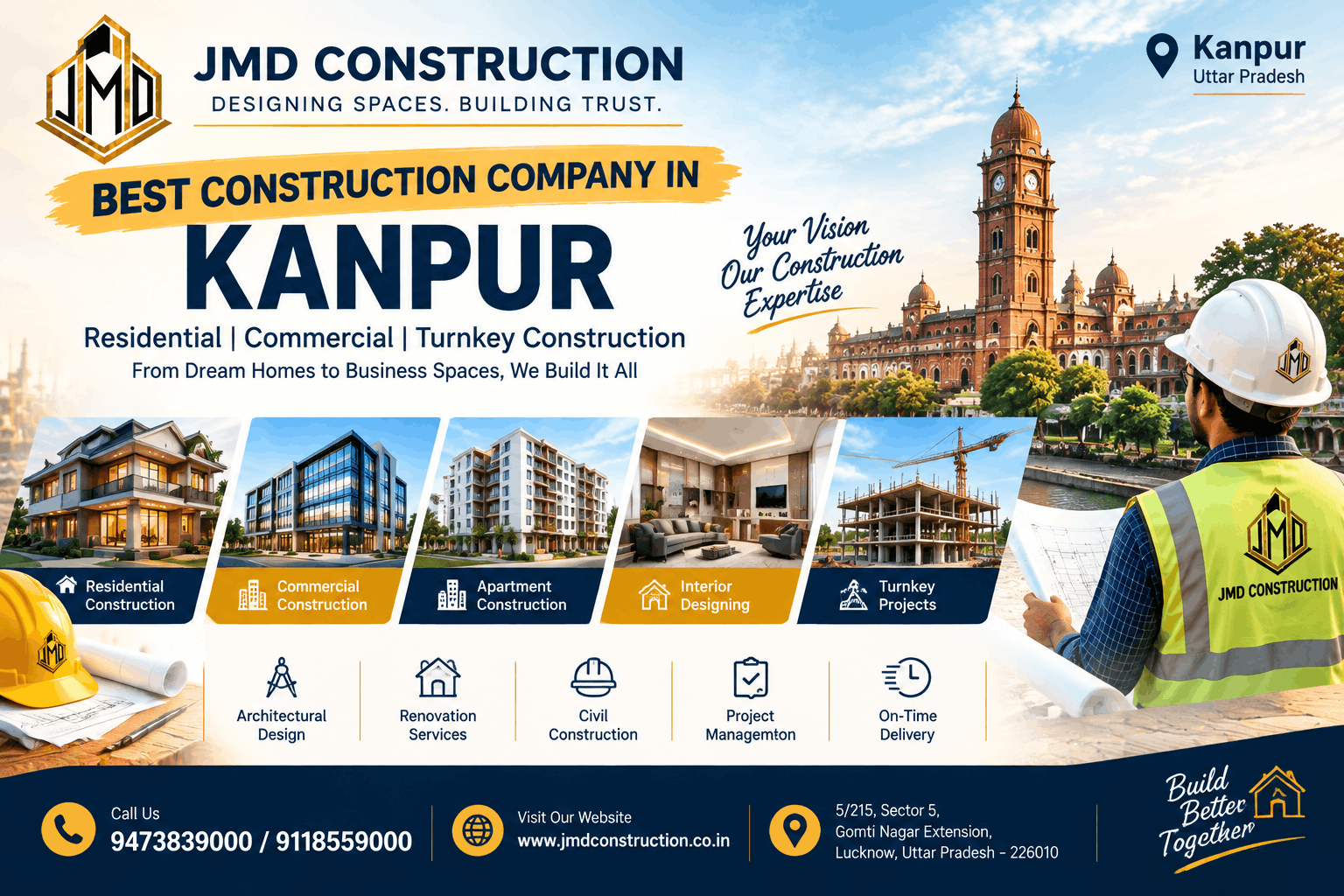Best Construction Company in Kanpur - JMD Construction for Residential, Commercial and Turnkey Projects