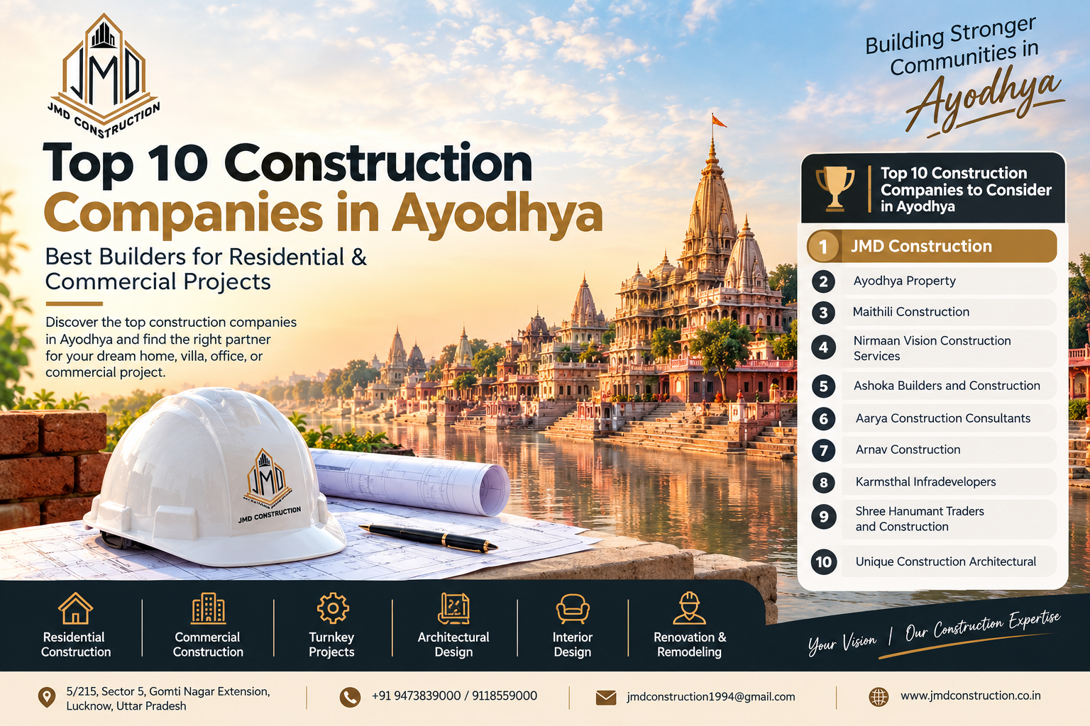 Top 10 Construction Companies in Ayodhya – JMD Construction